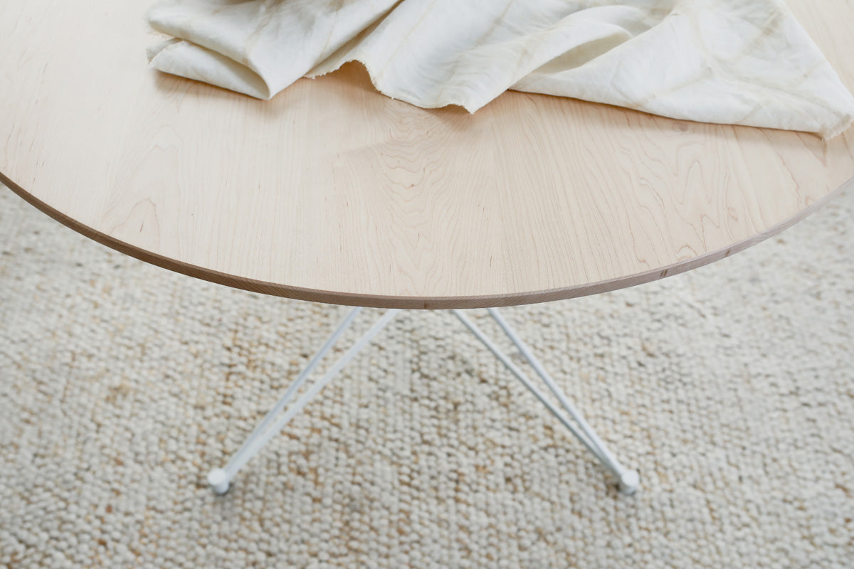 wood and metal dining table