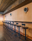 wood and metal restaurant barstools