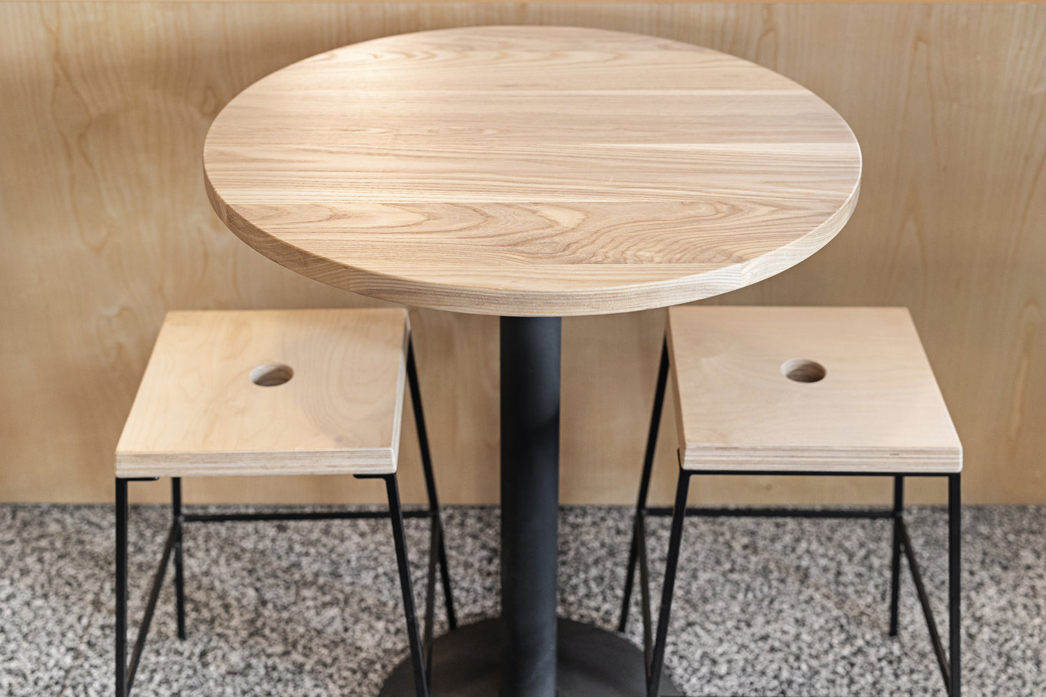 restaurant tables and barstools