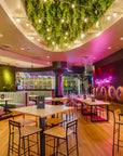 restaurant tables and bar stools