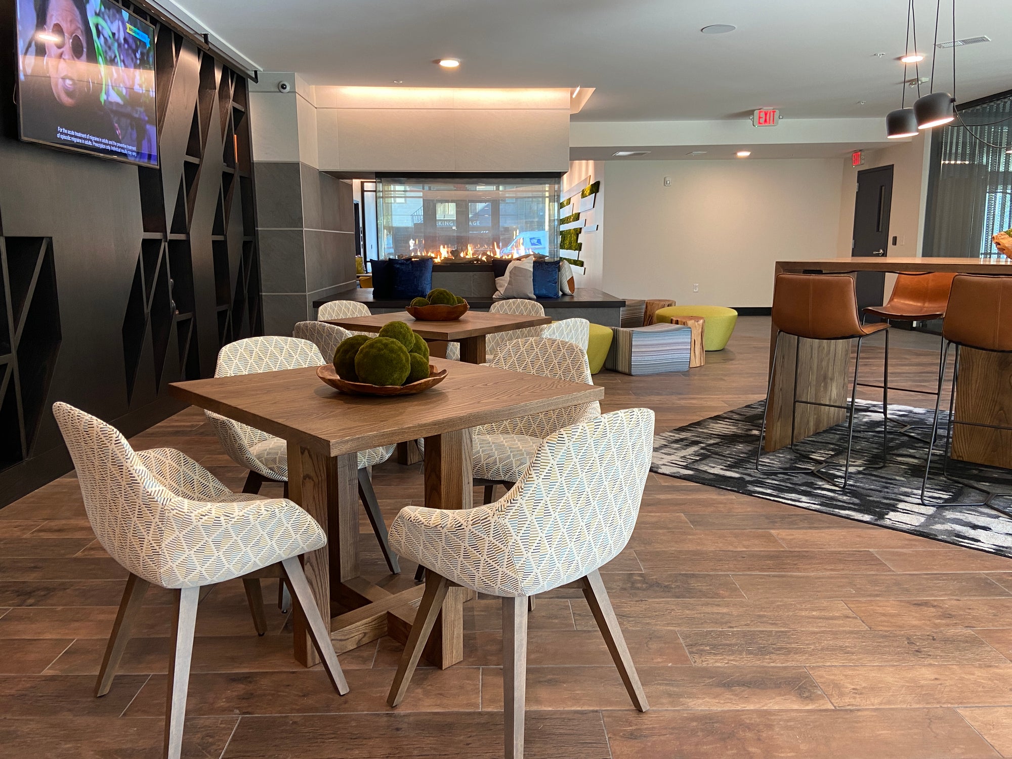 wood dining tables for amenity spaces