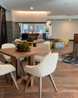 wood dining tables for amenity spaces