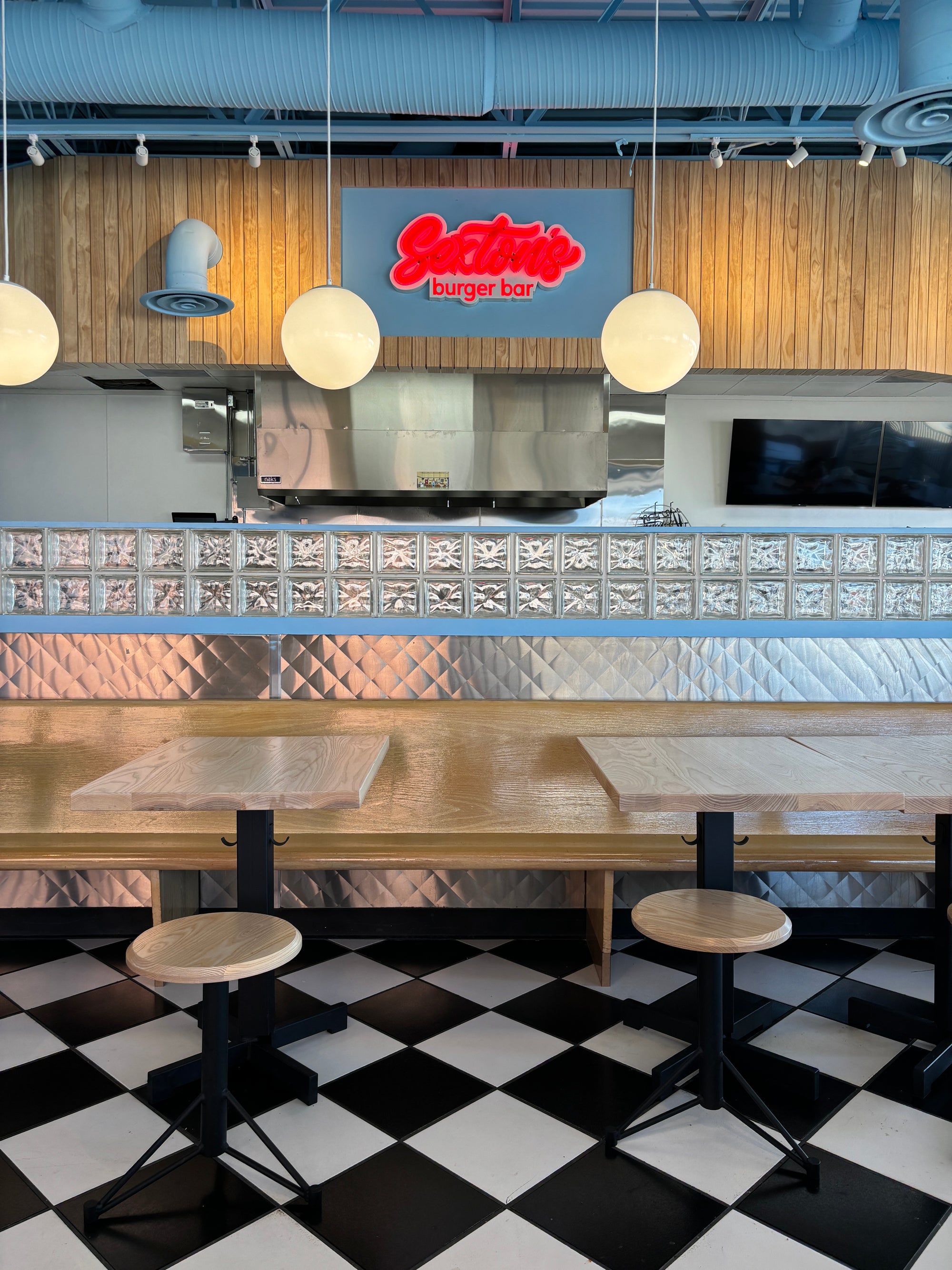 restaurant tables and stools