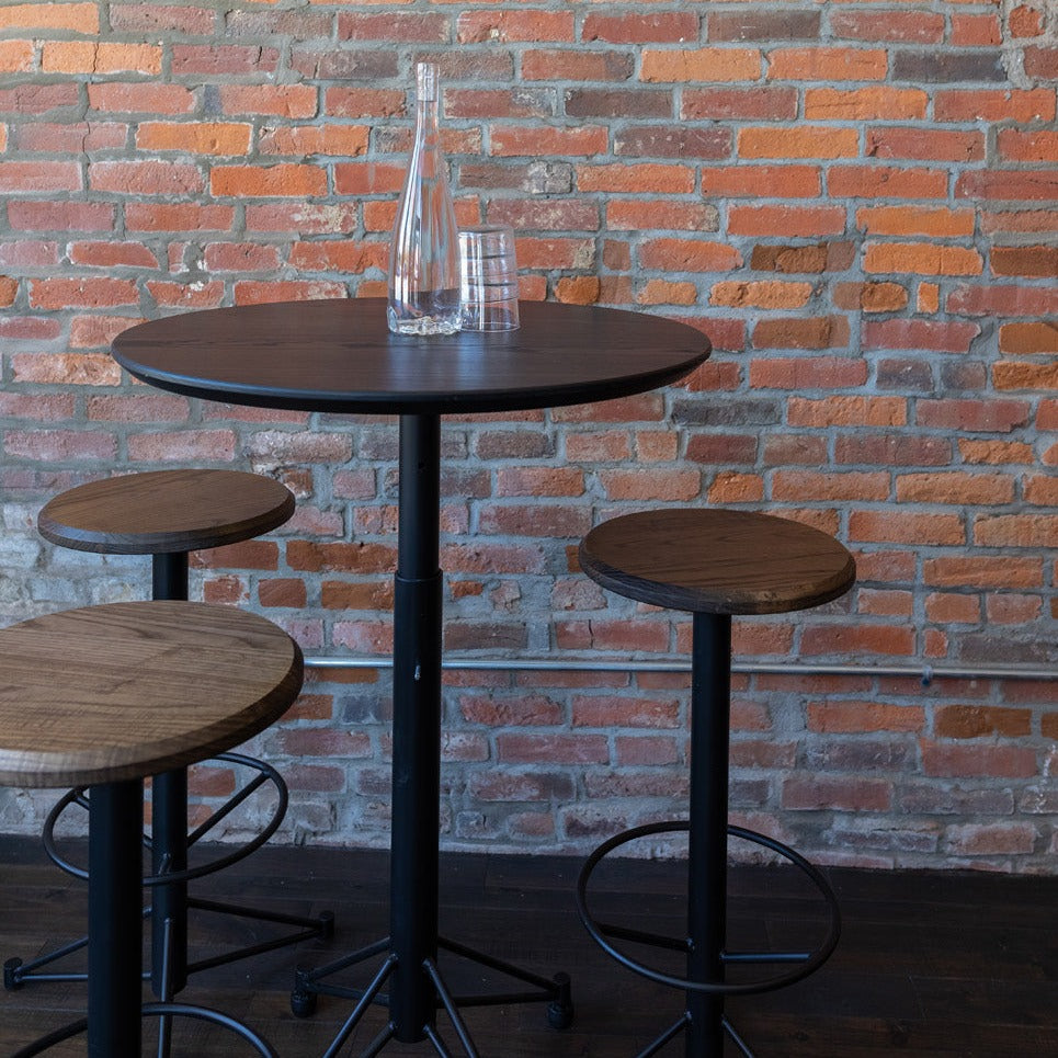 restaurant tables and bar stools
