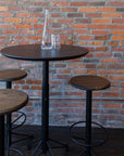 restaurant tables and bar stools