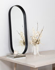 round mirror, oval mirror, metal mirror, modern mirror
