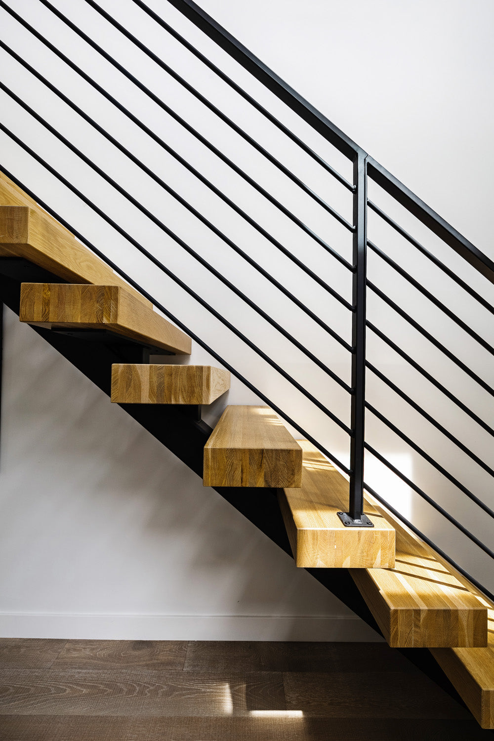 modern stair case and railing