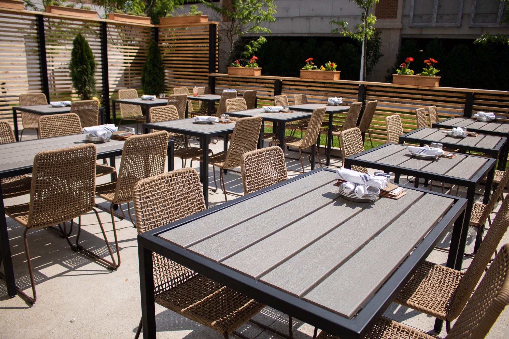 outdoor restaurant tables