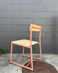 custom pink restaurant chair with wood seat
