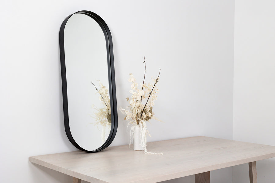 round mirror, oval mirror, metal mirror, modern mirror