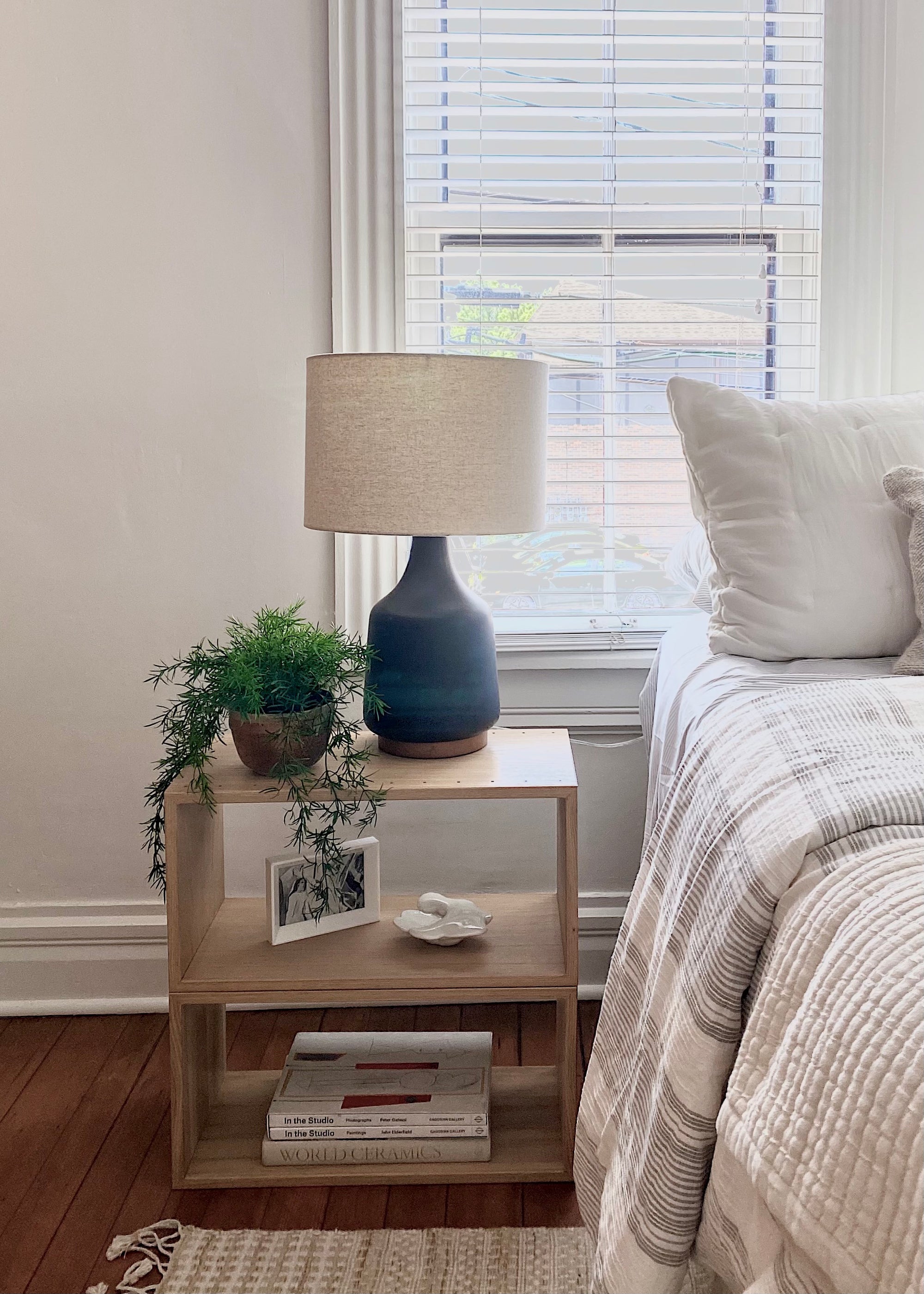 modular shelving and nightstand